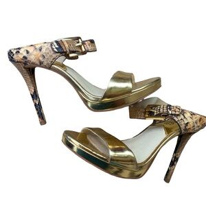 Michael Kors NWT Snakeskin and Gold Heels size 6.5